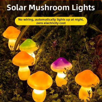 Ηλιακή νυχτερινή λάμπα μανιταριού για εξωτερικούς χώρους – σιλικόνη, διακοσμητικό φως σε σχήμα φυτού, IP66 αδιάβροχο, 1W, πάνω από 36 ώρες συνεχούς φωτισμού