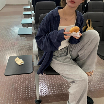 Риза с каре шарка, слънцезащитна лека риза за външно носене, яка поло, дълги ръкави, свободен силует, планка с множество катарами