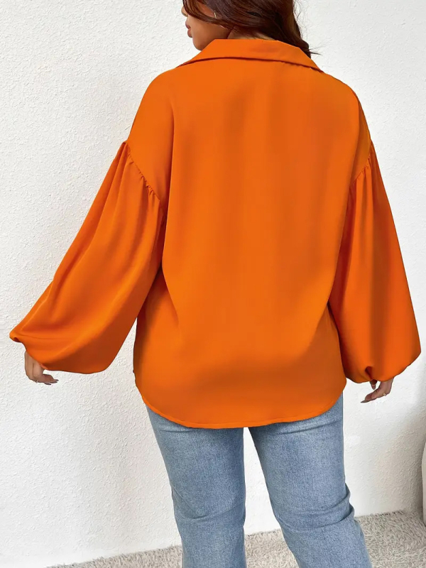 Pamučna bluza s V-dekolteom, dugi rukavi, srednje duljine, elegantan poslovni stil