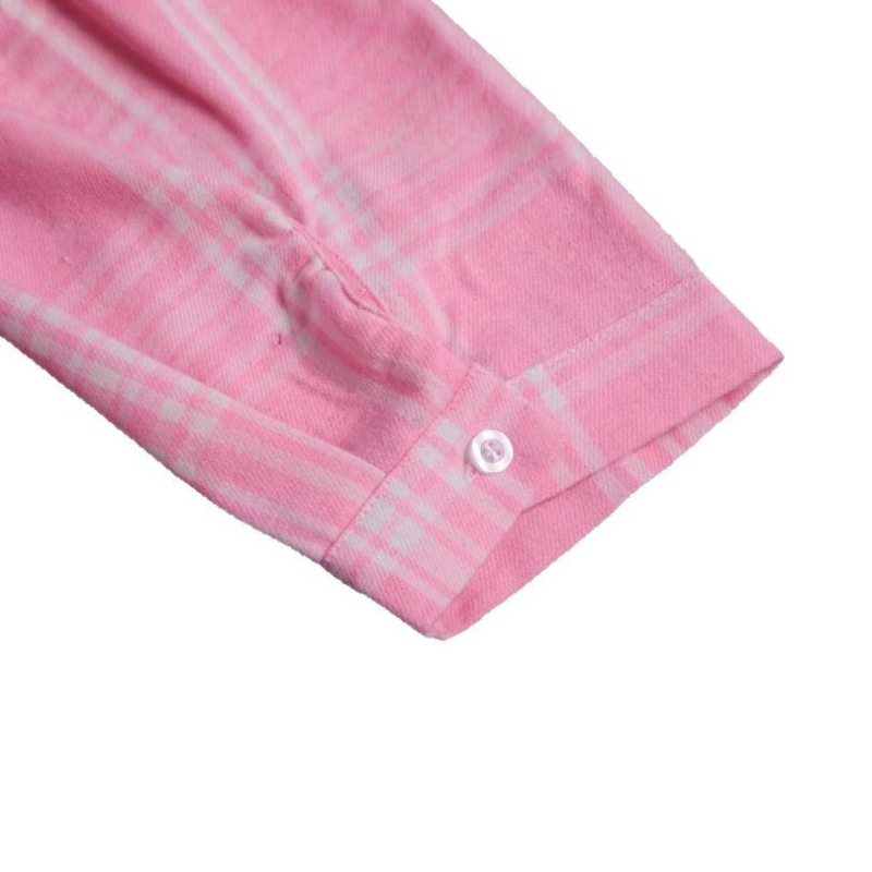 Риза със поло яка, свободен силует, дълги ръкави, шарка райета/решетка