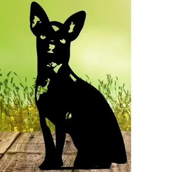 Μεταλλικό διακοσμητικό με σιλουέτα σκύλου για αυλή – Μάρκα Sheng Ji-hyun; Υλικό: Μέταλλο; Συσκευασία: Κάρτον; Κατάλληλο ως δώρο; Κατάλληλο για κήπο/γραφείο