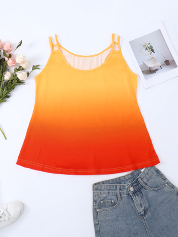 Τοπ με Ευρωπαϊκό και Αμερικανικό στυλ, στενή εφαρμογή, μη αποσπώμενες τιράντες, gradient μοτίβο, ανάμειξη πολυεστέρα-σπαντεξ