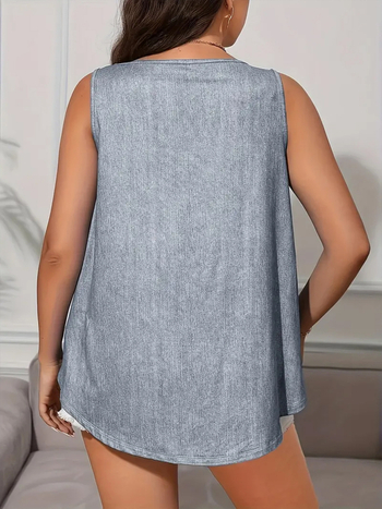 Γυναικείος τοπ με τιράντες και λεπτομέρεια κουμπιών - στενή εφαρμογή, κανονικό μήκος 50–65 εκ., πολυεστέρας-ελαστάνη, σχέδιο ζευγαριού, streetwear