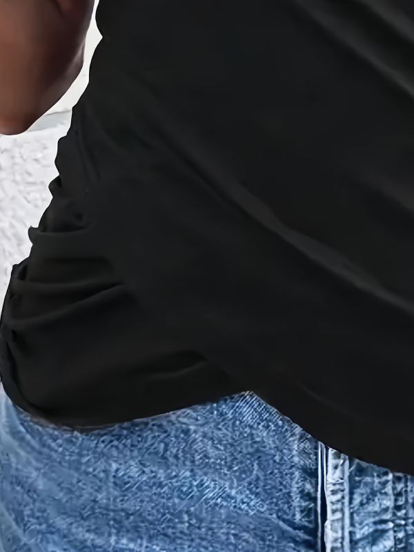 Дамски безръкав топ, тясна кройка, средна дължина, едноцветен модел, полиестер, 70–80% полиестер