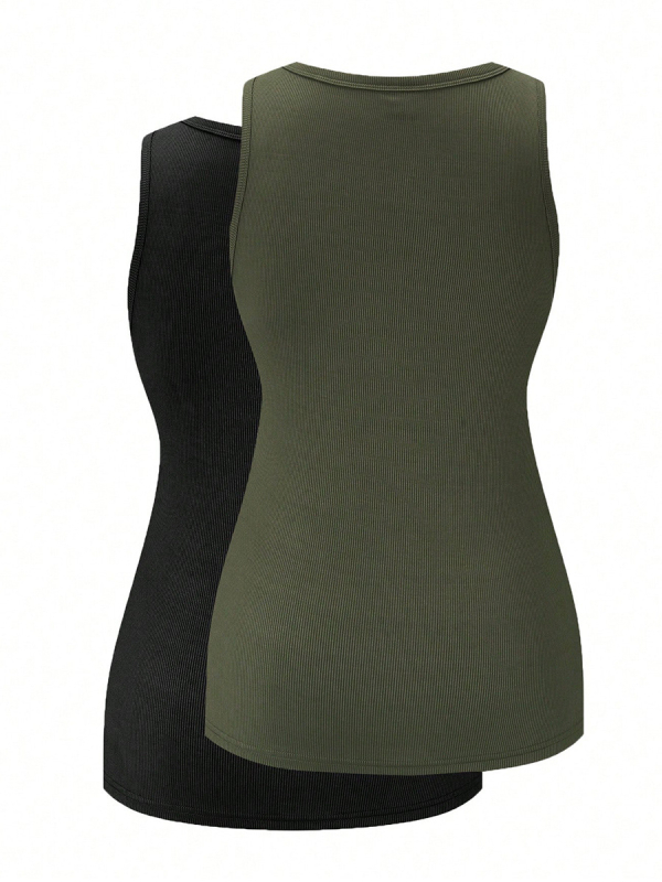 Moteriškas be rankovių topas su keturkampiu kaklu, siauras siluetas, poliesteris, aukšta elastingumas, ilgis 50–65 cm