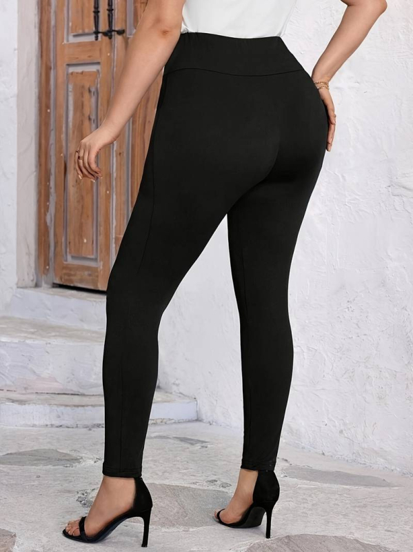 Pantaloni damă cu talie înaltă, elastici, croială creion, poliester 95%+, toamnă 2024