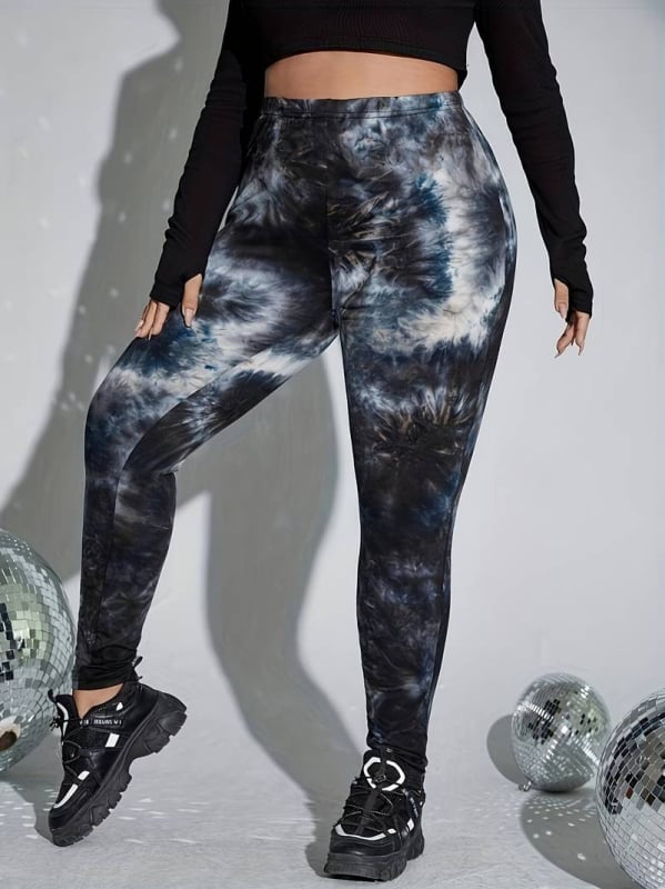 Női leggings tie-dye mintával, magas derekú, poliészter 95%+, nyomtatás és festés, 2024 ősz