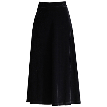 Γυναικεία βελούδινη φούστα σε Α-γραμμή, μεσαίου μήκους, ψηλή μέση με ελαστικό ζωνάκι, τεχνική κολλάζ ραφής, 90–95% πολυεστέρας