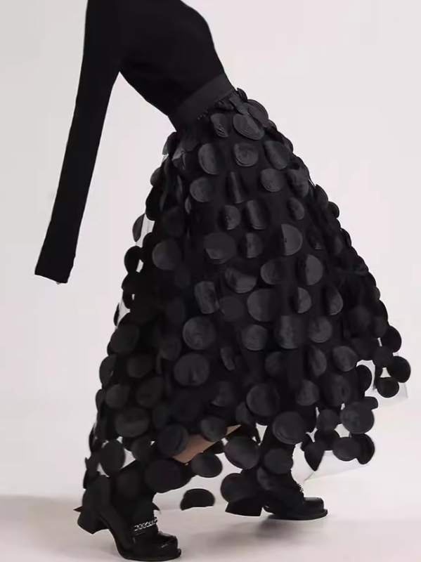 Φούστα Α-γραμμής μίντι με γεωμετρικό σχέδιο, κεντήματα σε διάτρητο ύφασμα από πολυεστέρα