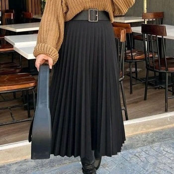 Plisirana poliesterska suknja za žene, dugačak kroj, Temperament Commuter stil, zima 2024