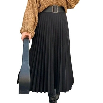 Plisirana poliesterska suknja za žene, dugačak kroj, Temperament Commuter stil, zima 2024