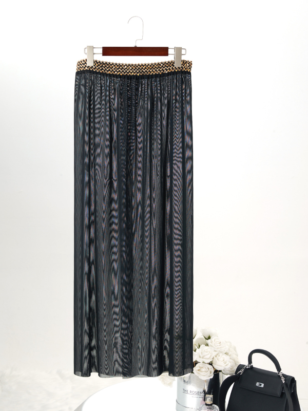 Μακριά διχτυωτή φούστα παραλίας με διαπνοή πολυεστέρα, μονόχρωμο σχέδιο, επένδυση 82% πολυεστέρας / 18% σπάντεξ, βάρος 300 g, σκίσιμο