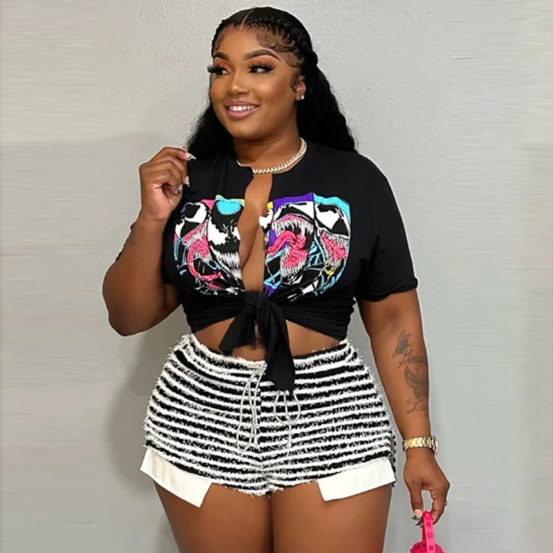 Șorturi scurte cu dungi, talie înaltă, șnur, poliester/elastan, stil casual japonez/koreean, femei