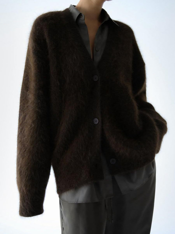 Női csíkos kardigán V-nyakkal, hosszú ujjú, karcsúsított fazon