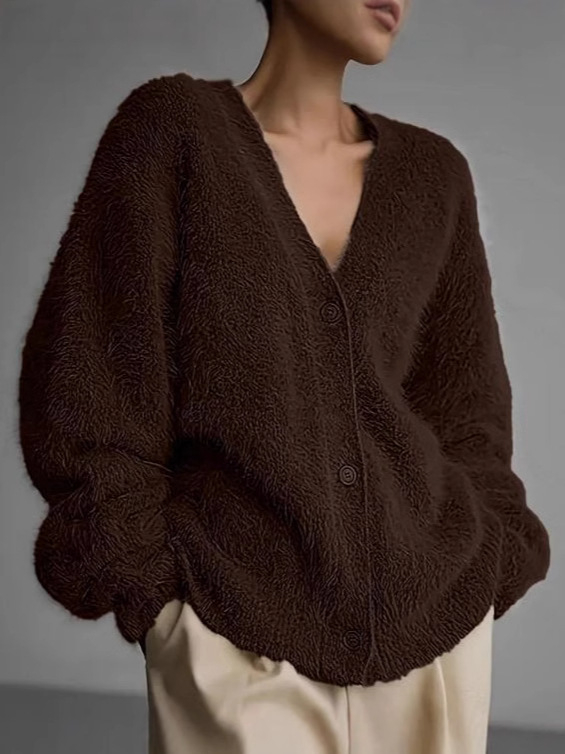 Női csíkos kardigán V-nyakkal, hosszú ujjú, karcsúsított fazon