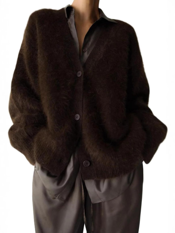 Női csíkos kardigán V-nyakkal, hosszú ujjú, karcsúsított fazon