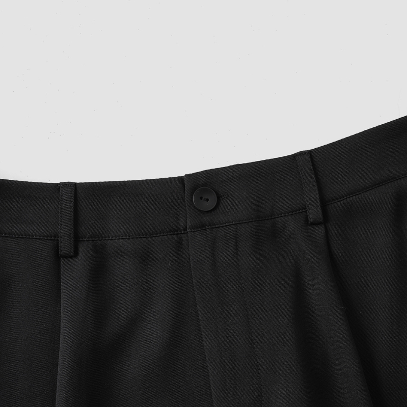 Pantaloni culotte din poliester, talie înaltă, croială largă, lungime 9/10, detalii panouri, potriviți pentru birou