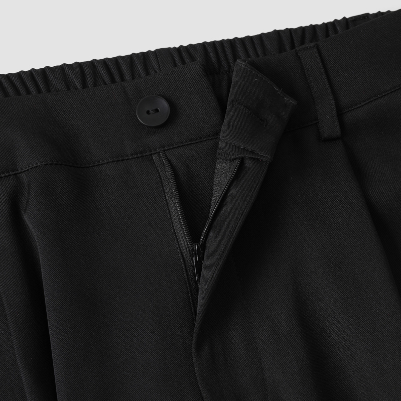 Pantaloni culotte din poliester, talie înaltă, croială largă, lungime 9/10, detalii panouri, potriviți pentru birou