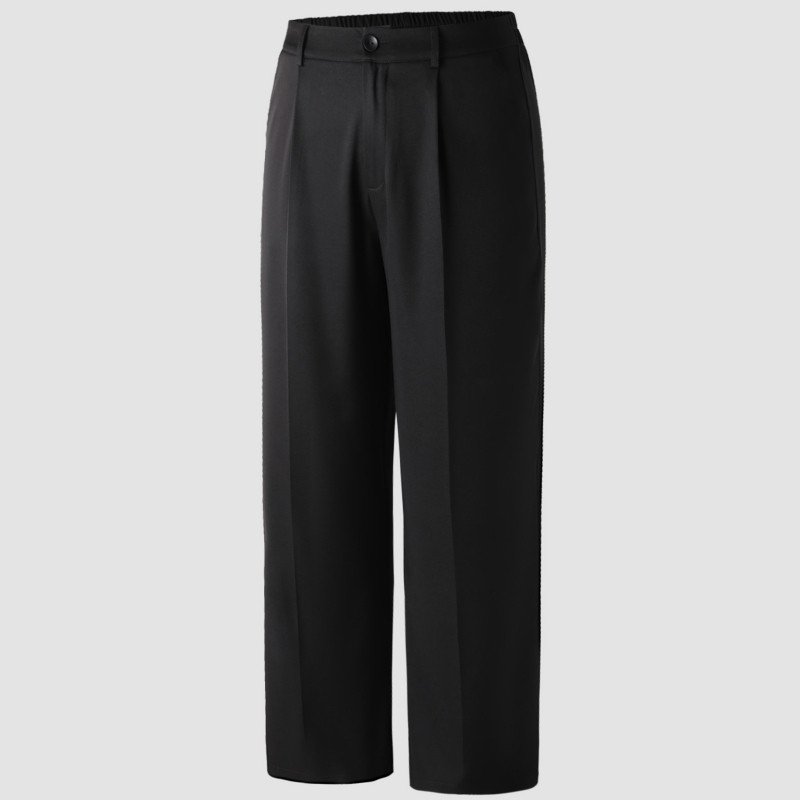 Pantaloni culotte din poliester, talie înaltă, croială largă, lungime 9/10, detalii panouri, potriviți pentru birou