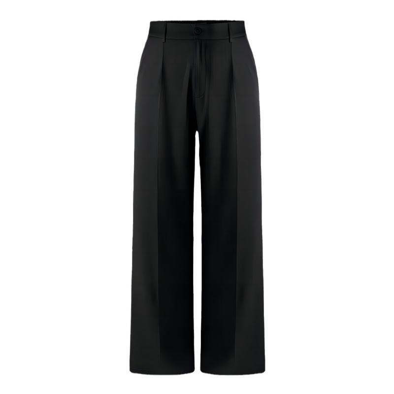 Pantaloni culotte din poliester, talie înaltă, croială largă, lungime 9/10, detalii panouri, potriviți pentru birou