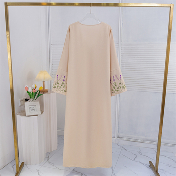 Hímzett kardigán köntös hosszú ujjaival és hosszú szoknyával, spandex anyag, magas hőmérsékletű formázás, 2024 ősz