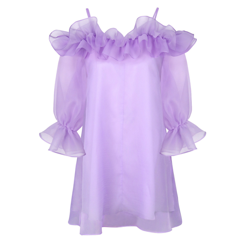 Rochie poliester cu decolteu bateau, mâneci lungi clopot, croială pencil midi