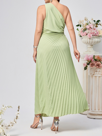 Φόρεμα με ένα ώμο, άνοιγμα στη μέση, φούστα ακανόνιστου σχεδίου, πολυεστέρας/ελαστάν