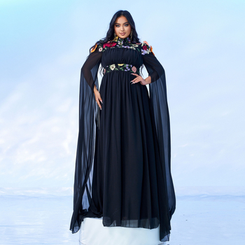 Rochie de seară cu guler rotund, mâneci lungi, paiete, amestec poliester/elastan, croială mulată pe șolduri