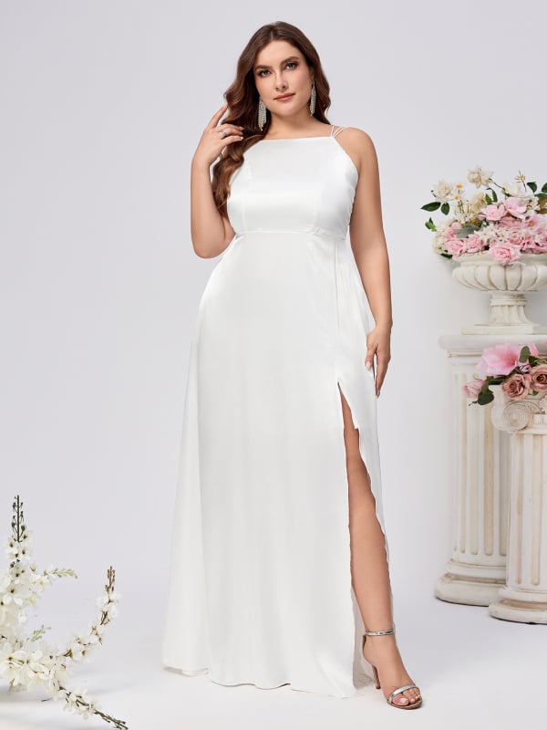 Дамска безръкавна дълга рокля в стил А-линия от мерсеризиран полиестер (95%+ съдържание)