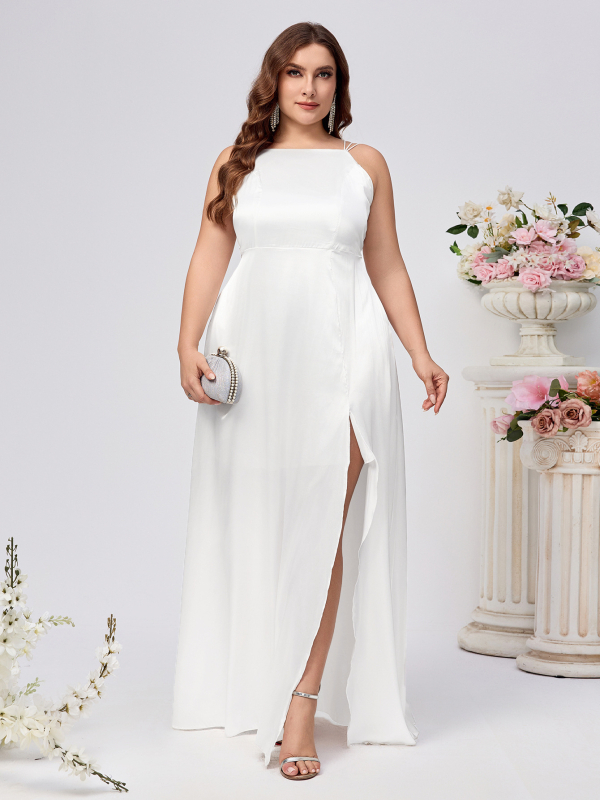 Дамска безръкавна дълга рокля в стил А-линия от мерсеризиран полиестер (95%+ съдържание)