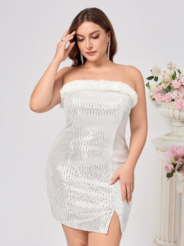 Formalna haljina bez rukava s izrezom dekoltea tip cijev, midi dužina, smjesa poliester-spandeks, dizajn kolaž