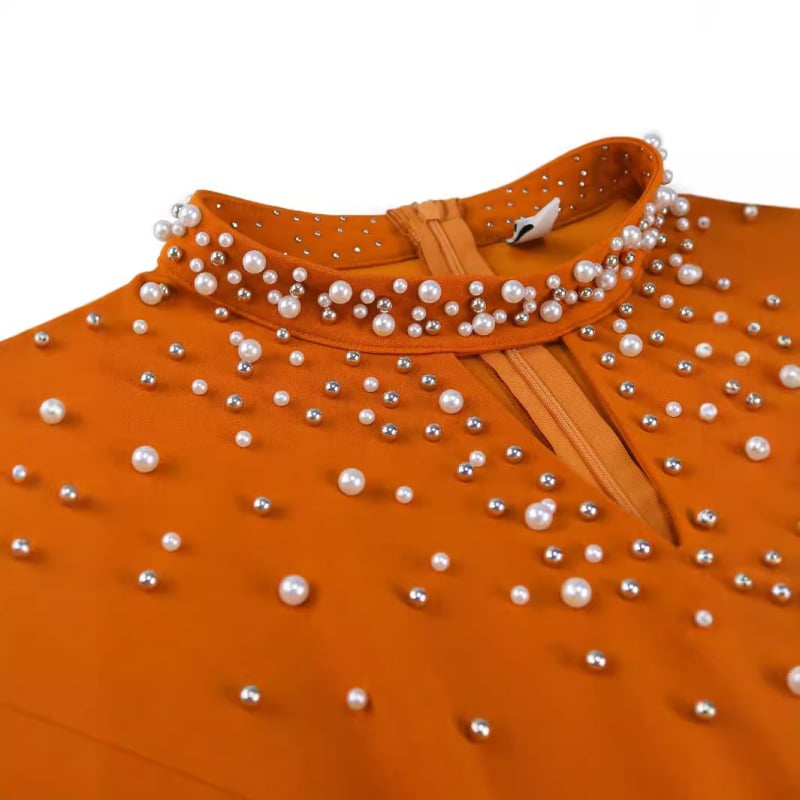 Afrička ženska haljina s dugim rukavima, stojeći ovratnik, A-linijski kroj, 95% poliester