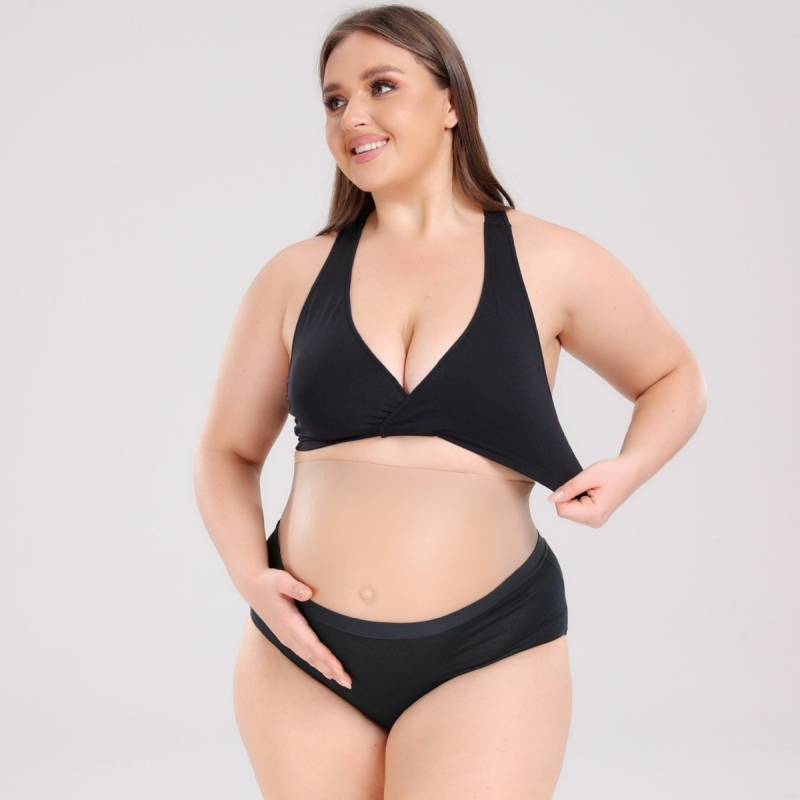 Nėščiųjų liemenėlė žindymui iš nailono, be siūlių, ploni formuoti puodeliai, Y formos petys, žindymo funkcija