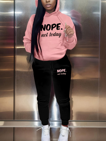 HOOK ON YOU Ženski plus-size set hoodie i joggeri, hoodie pulover s kapuljom, ležeran kroj, dugi rukavi