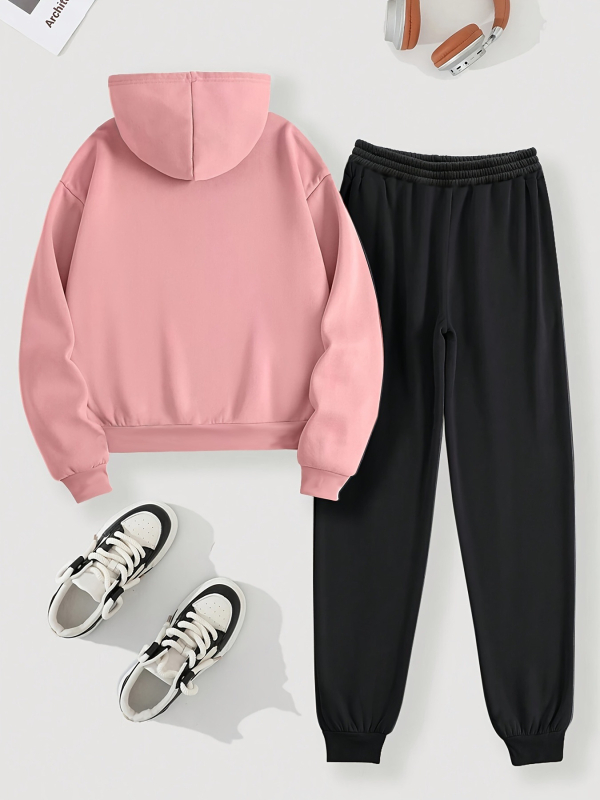HOOK ON YOU Ženski plus-size set hoodie i joggeri, hoodie pulover s kapuljom, ležeran kroj, dugi rukavi