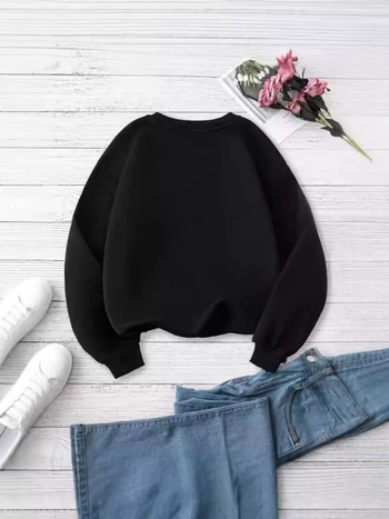 Pulover lejer cu guler rotund, mâneci lungi, imprimeu cu litere