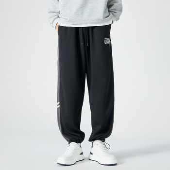 Ανδρικά casual παντελόνια, υψηλή μέση, ευθεία γραμμή, ριγέ σχέδιο, μικροελαστικό ύφασμα, φθινοπωρινή κυκλοφορία 2024