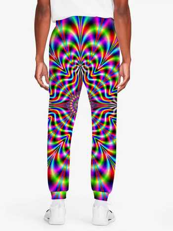 Ανδρικά παντελόνια loose-fit από μίξη βαμβακιού-πολυεστέρα, 3D ψηφιακή εκτύπωση, μεσαία μέση, αναπνεύσιμα, ιδανικά για άνοιξη-φθινόπωρο