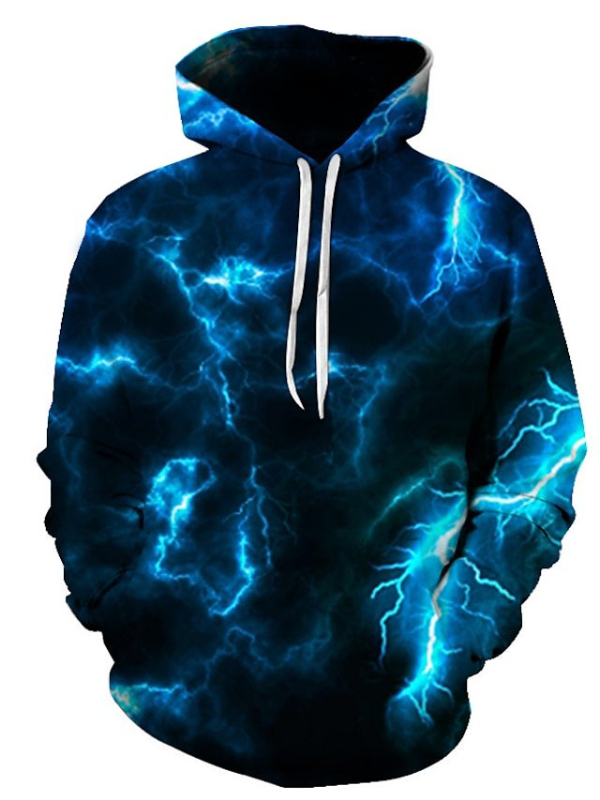 Muški 3D ispisani Hoodie s kapuljom, dugi rukav, labav kroj, digitalna tisk, materijal acetatnih vlakana i poliestera
