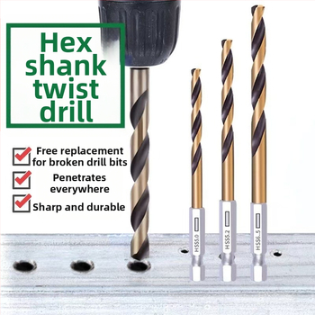 13 бр. набор винтови свредла с шестостен хвостовик, високоскоростна стомана, издръжлив и висококачествен комплект