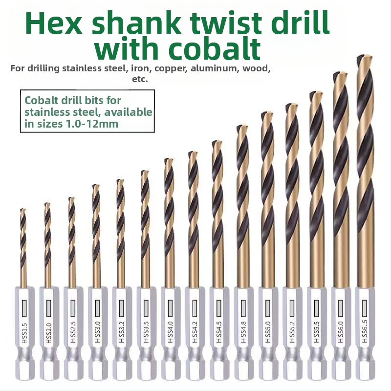 13 бр. набор винтови свредла с шестостен хвостовик, високоскоростна стомана, издръжлив и висококачествен комплект