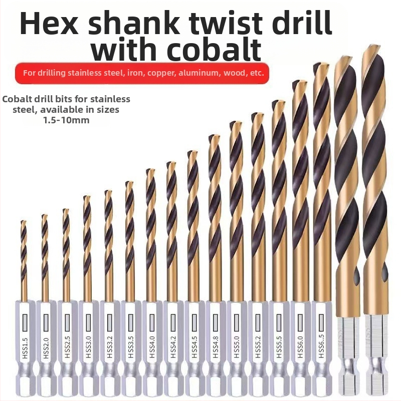 13 бр. набор винтови свредла с шестостен хвостовик, високоскоростна стомана, издръжлив и висококачествен комплект