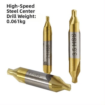 Комплект центрови свредла, високоскоростна стомана, титаново покритие на двата края, 6/7-частен комплект, 60° ъгъл
