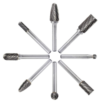 HP комплект глави за шлифоване от волфрамова стомана (8 бр.) 60 мм въртящи се глави, 8 типа глави, двойни зъби