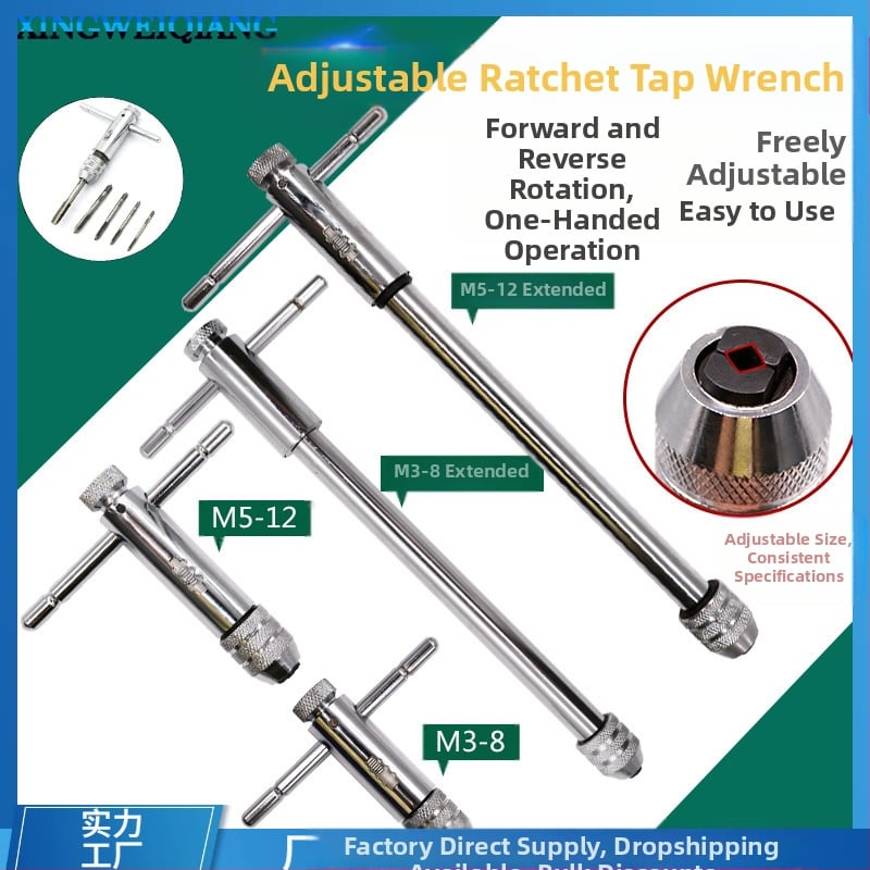 Reguliuojamos rankinis sriegimo dviejis su ratuku M3–M8 ir M5–M12, priekyje ir atgal, svoris 0.8 kg