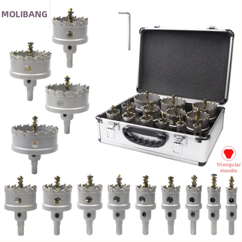 13-частен комплект TCT карбидни пробивни инструменти в алуминиева кутия, пробивник от неръждаема стомана и разширител от алуминиева сплав