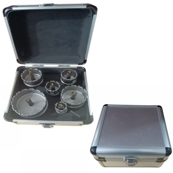 13-частен комплект TCT карбидни пробивни инструменти в алуминиева кутия, пробивник от неръждаема стомана и разширител от алуминиева сплав