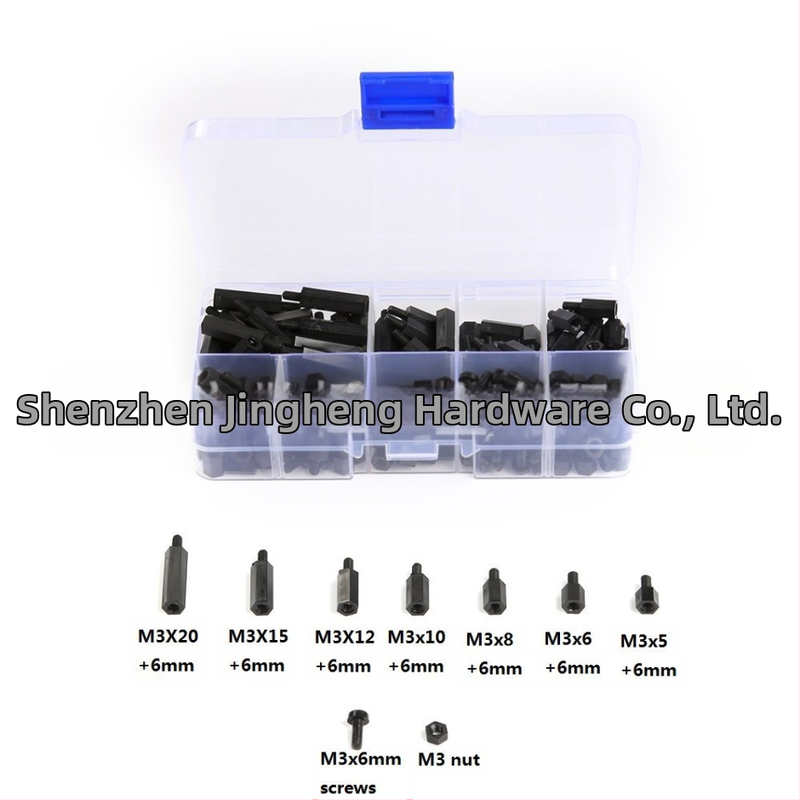 M3 нейлонови винтове и гайки, комплект с изолиращи колони, опакован в кутия