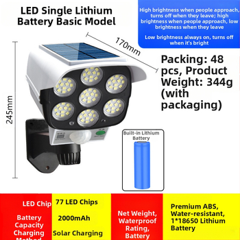 Ηλιακό LED τοίχου φωτιστικό με ανίχνευση κίνησης και ψεύτικη κάμερα επιτήρησης, εξωτερική χρήση IP65, 5W.