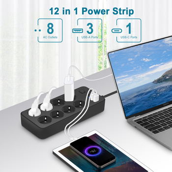 canye EU стандартен USB-C умна мрежов разклонител с USB-C гнездо и Type-C щепсел